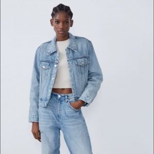 Zara Denim jacket with faux shearling lining